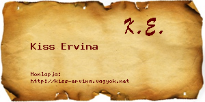 Kiss Ervina névjegykártya